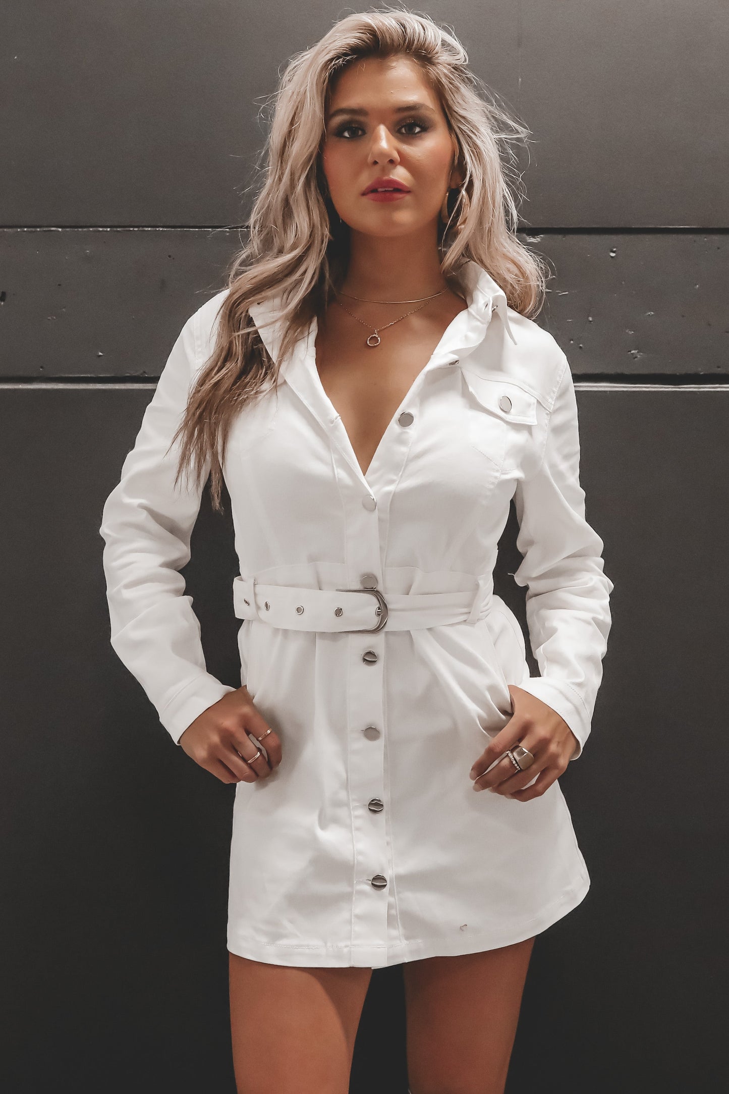 Friends Till The End White Button Up Dress