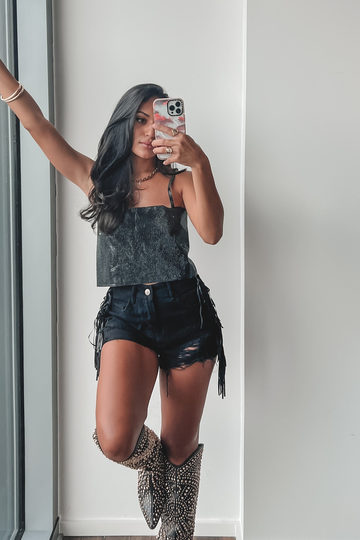 BUDDYLOVE Lacey Black Fringe Shorts