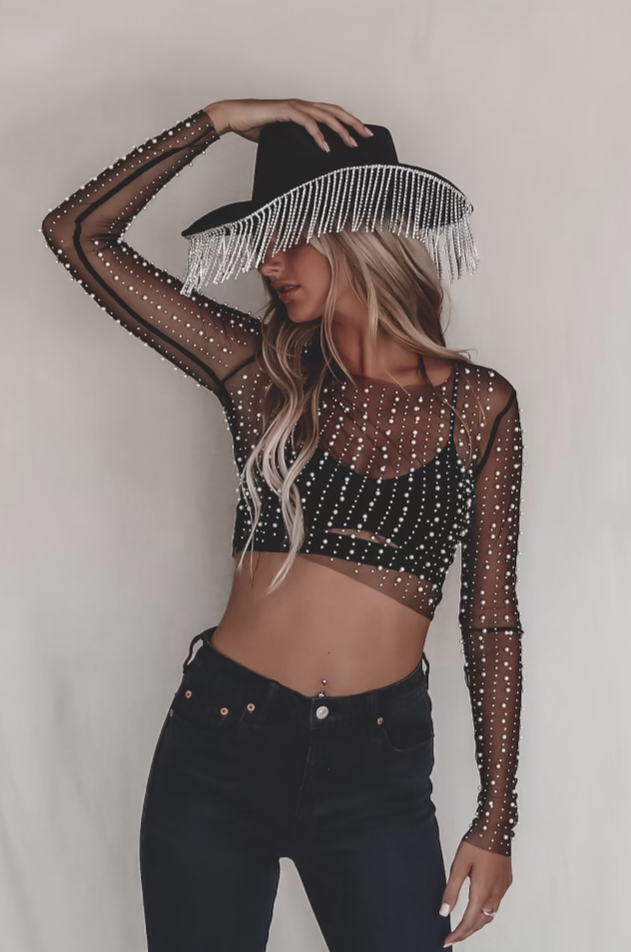 Bring On The Bling Bestie Mesh Top